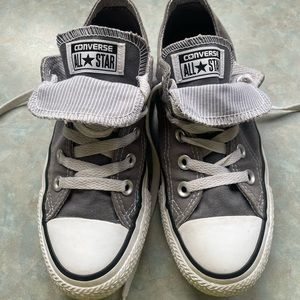 Converse double tongue, gray low top size 5